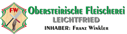 Fleischerei Leichtfried mit Firmenwappen